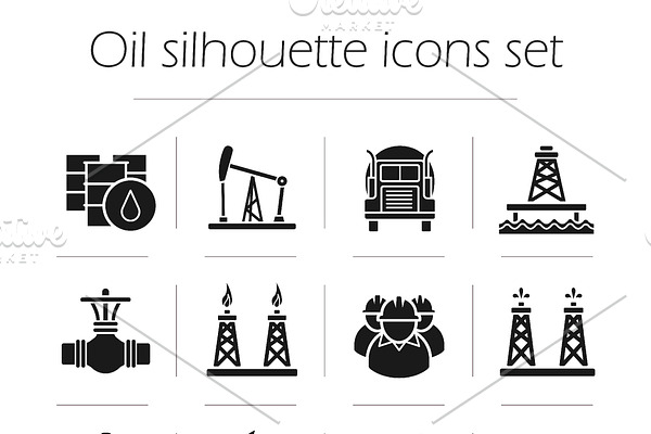 Oil production. 12 icons. Vector