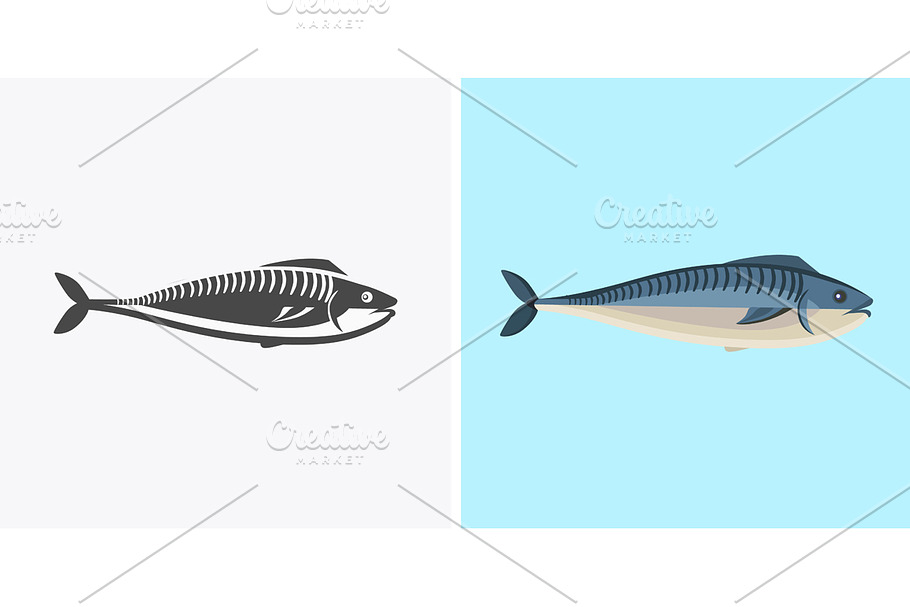 Fish Icon Design Flat Isolated in Illustrations - product preview 8