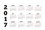 Calendar on 2017, A4 size sheet