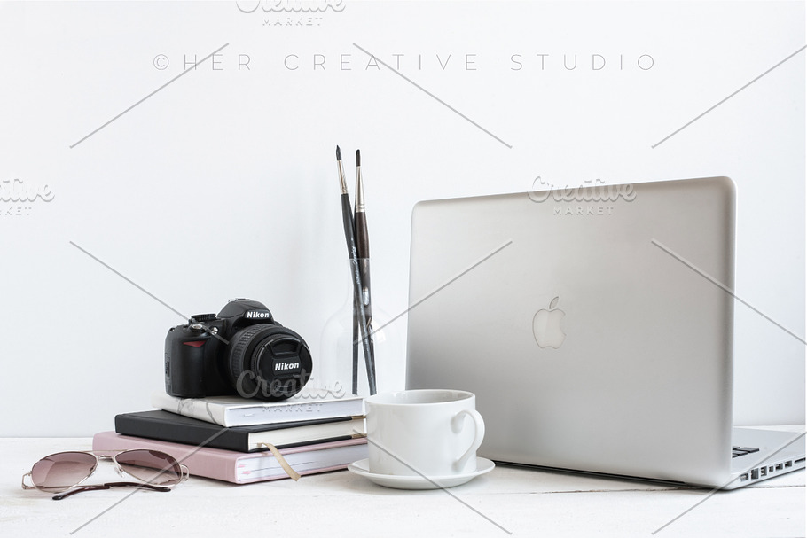 Laptop & Coffee Styled Stock Image in Mobile & Web Mockups - product preview 8