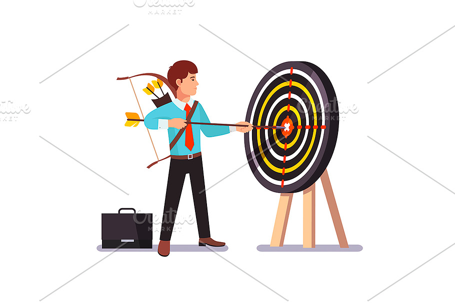 Businessman hitting target