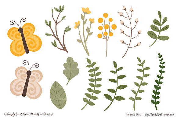 Flower Clipart in Sunshine Yellow in Illustrations - product preview 3