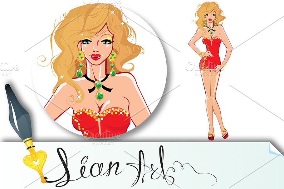 Sexy glamour blonde girl in Illustrations - product preview 8