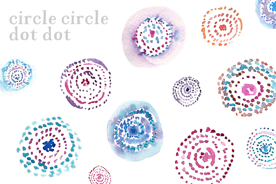 Watercolor Circles and Dots Clip Art