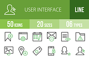 50 Interface Line Green&Black Icons