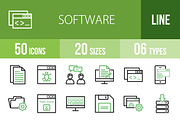 50 Software Line Green & Black Icons