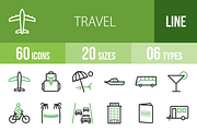 60 Travel Line Green & Black Icons