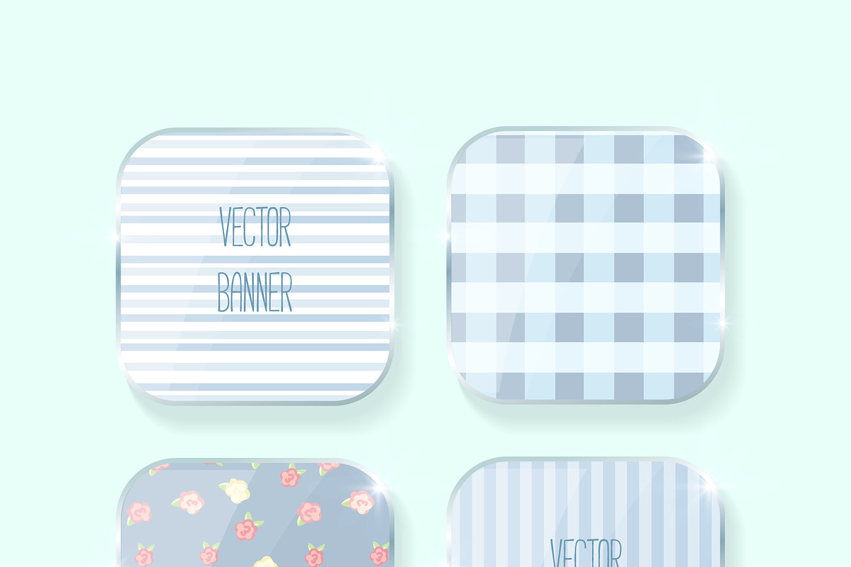 vector banner set. blue. shabby chic in Illustrations - product preview 8