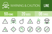 50 Warning Line Green & Black Icons