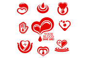 Blood donation medical icons
