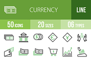 50 Currency Line Green & Black Icons