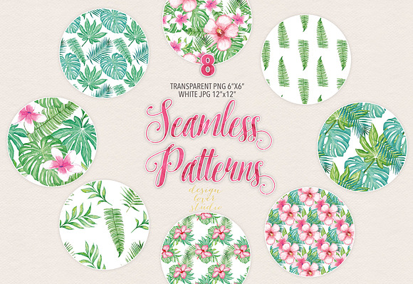 Watercolor tropical collection in Illustrations - product preview 1