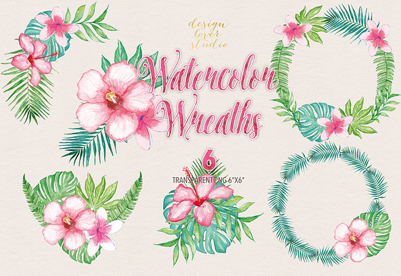 Watercolor tropical collection in Illustrations - product preview 2