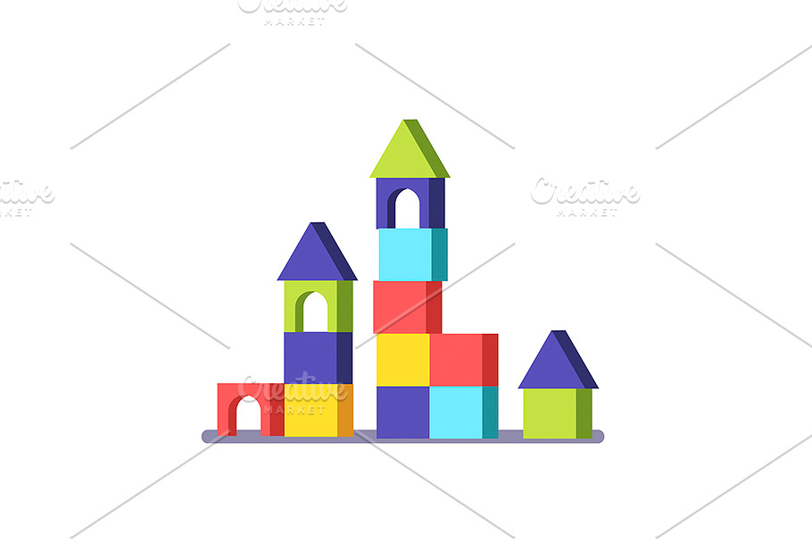 Wooden block building game castle in Illustrations - product preview 8