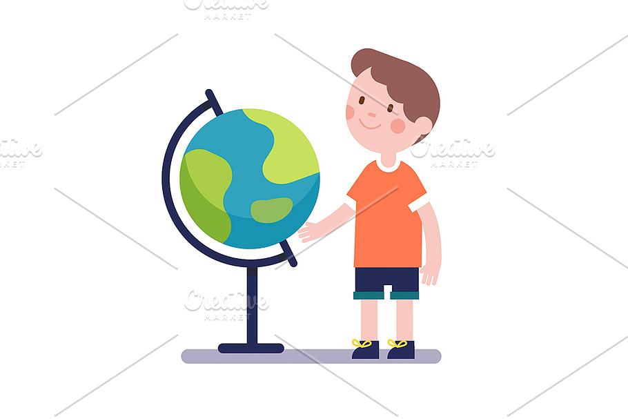 Boy learning geography in Illustrations - product preview 8