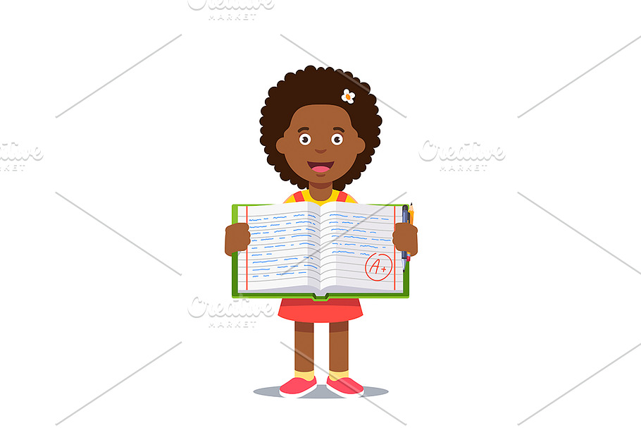 girl holding an open work book in Illustrations - product preview 8