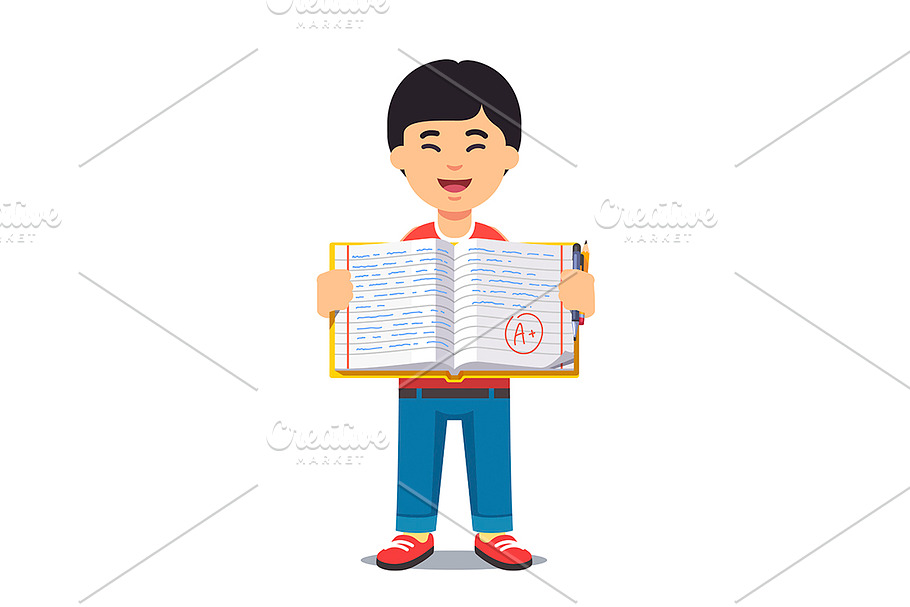 boy holding an open work book