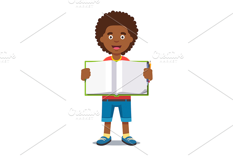 boy holding an open school book