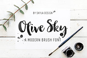 Modern brush font, Olive Sky