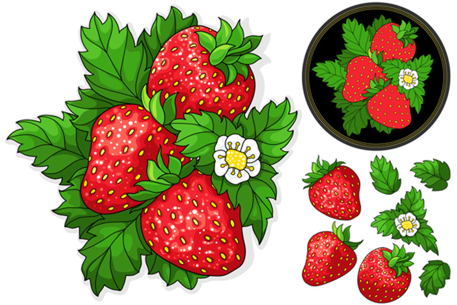 Set ripe juicy strawberries in Illustrations - product preview 8