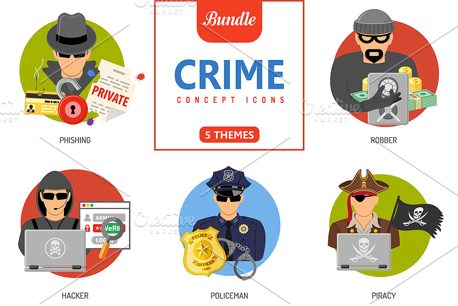 Crime Concept Icons