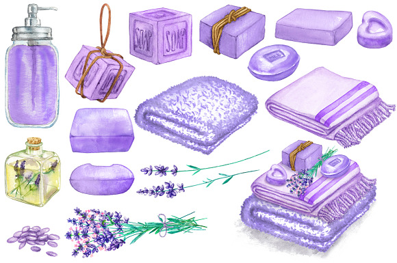Lavender Soap & Spa Set in Illustrations - product preview 1