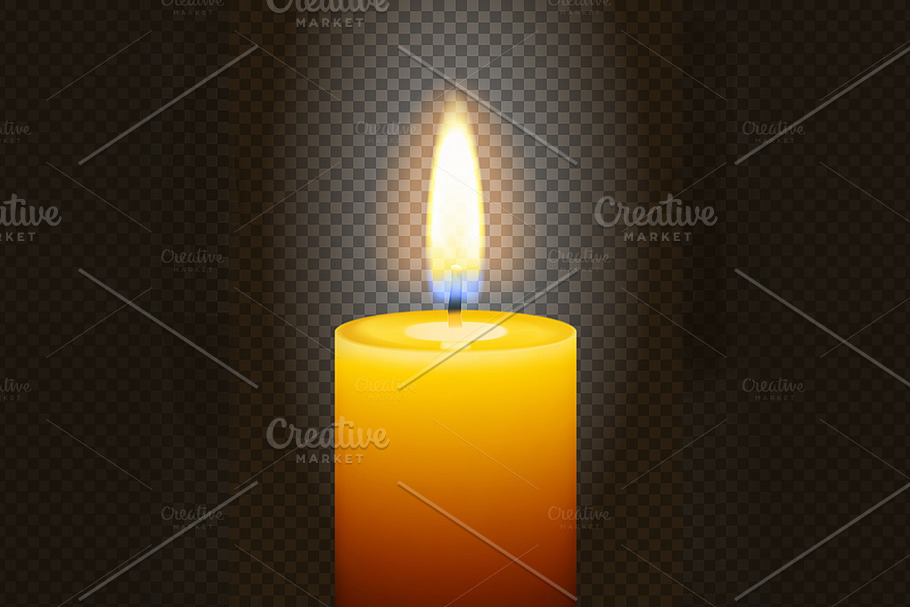 Realistic burning candle in Illustrations - product preview 8