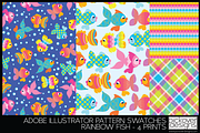 4 Rainbow Fish Print Swatches