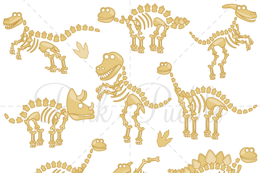 Dinosaur Fossils or Bones Clipart