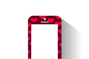 Smartphone icon with hearts purple