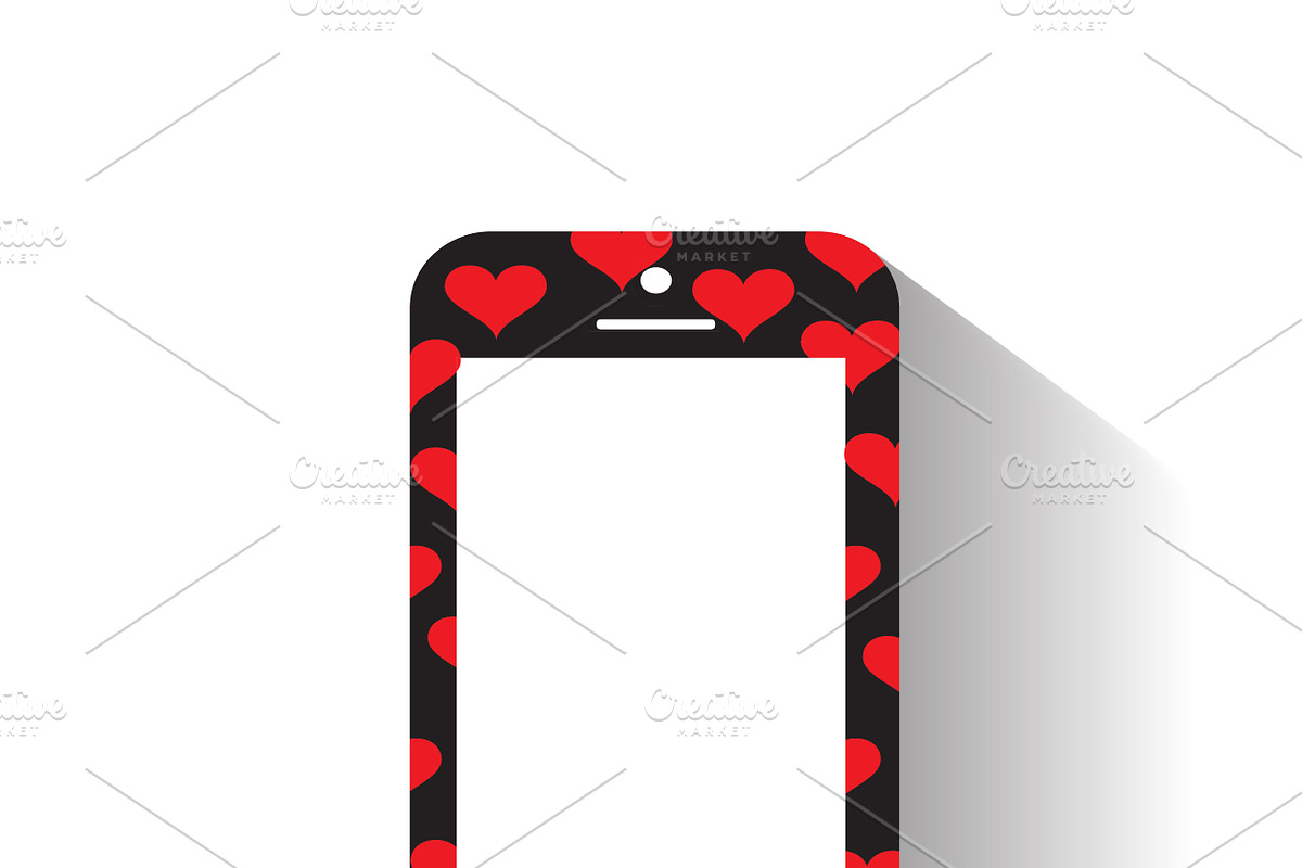 mobile phone with heart icon pattern in Graphics - product preview 8