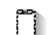 mobile phone with heart icon pattern