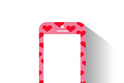 mobile phone with heart icon pink 
