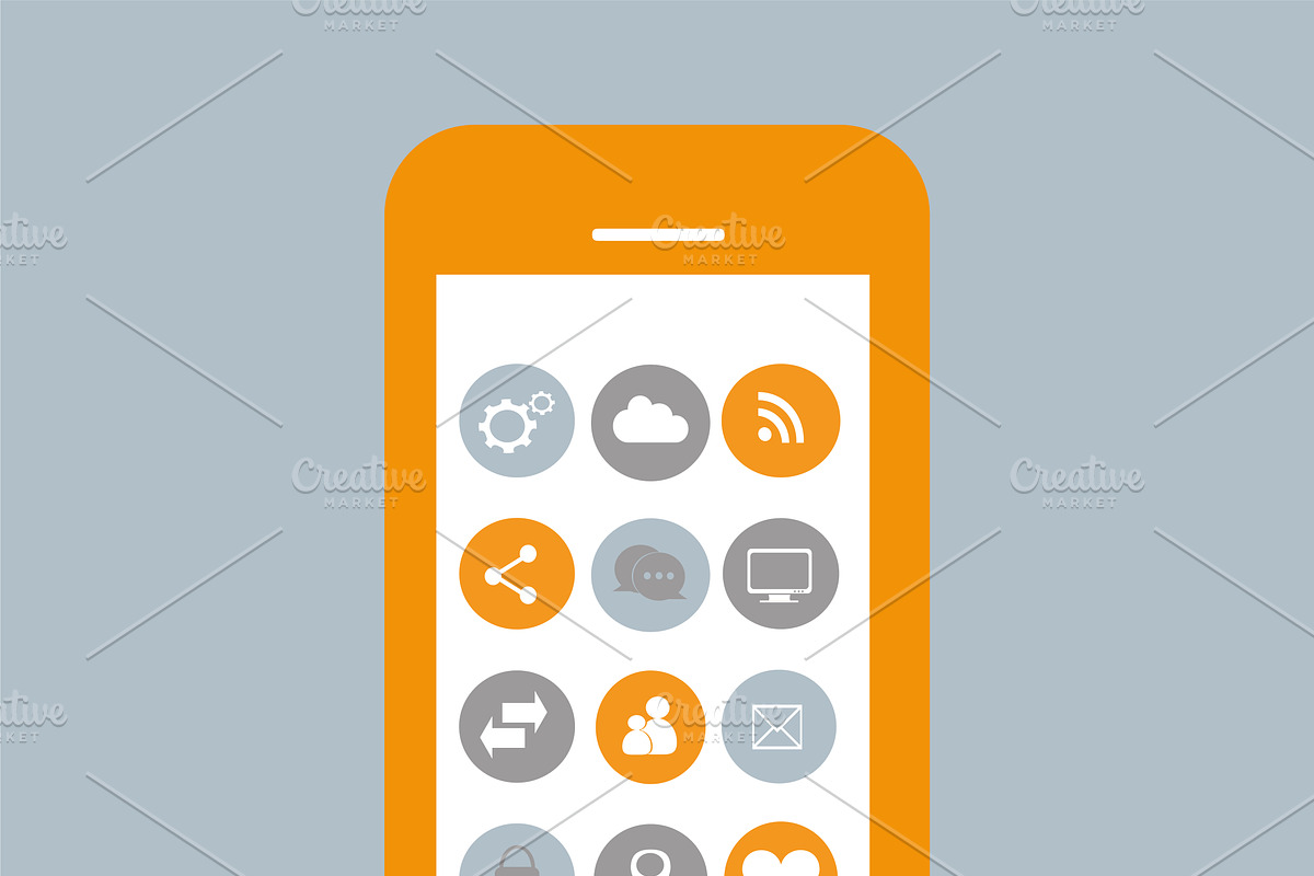 Smartphone material design orange in Graphics - product preview 8