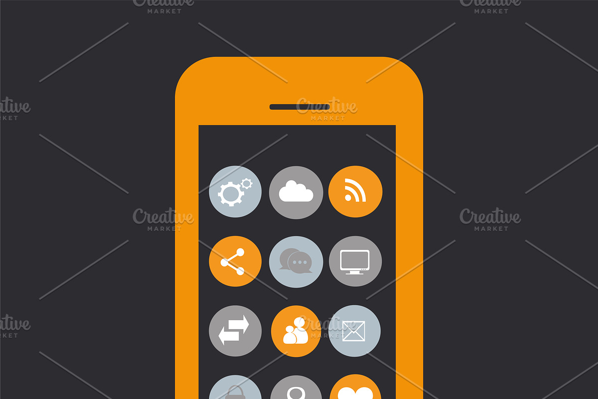 Smartphone material design orange in Graphics - product preview 8