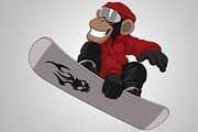 Funny Monkey Snowboarder