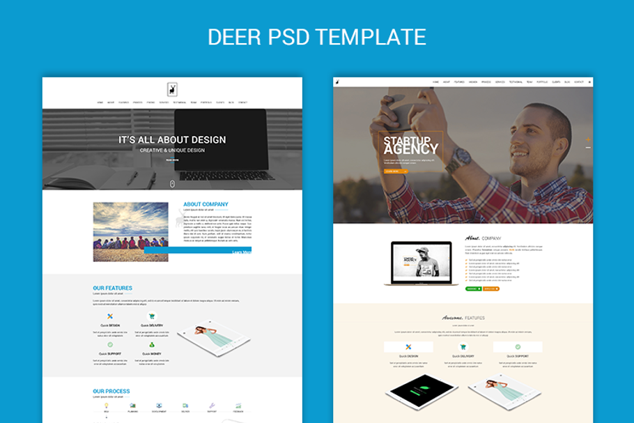Deer - One Page PSD Template in App Templates - product preview 8