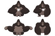 Set of funny gorilla