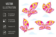 Cartoon colorful butterflies