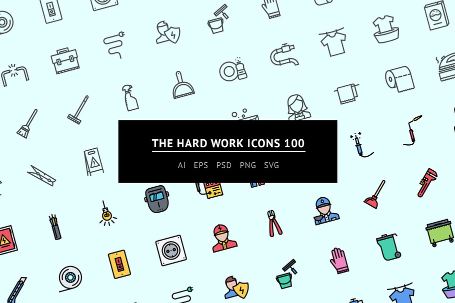 The Hard Work Icons 100 in Graphics - product preview 8