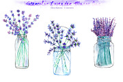 Watercolor Lavender Mason Jar