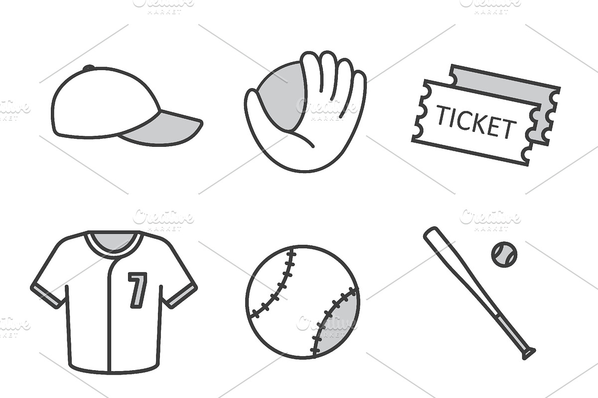 Baseball equipment. 9 icons. Vector in Graphics - product preview 8