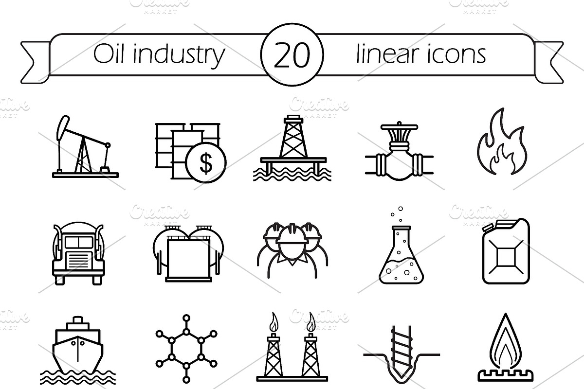Oil industry. 20 icons. Vector in Graphics - product preview 8