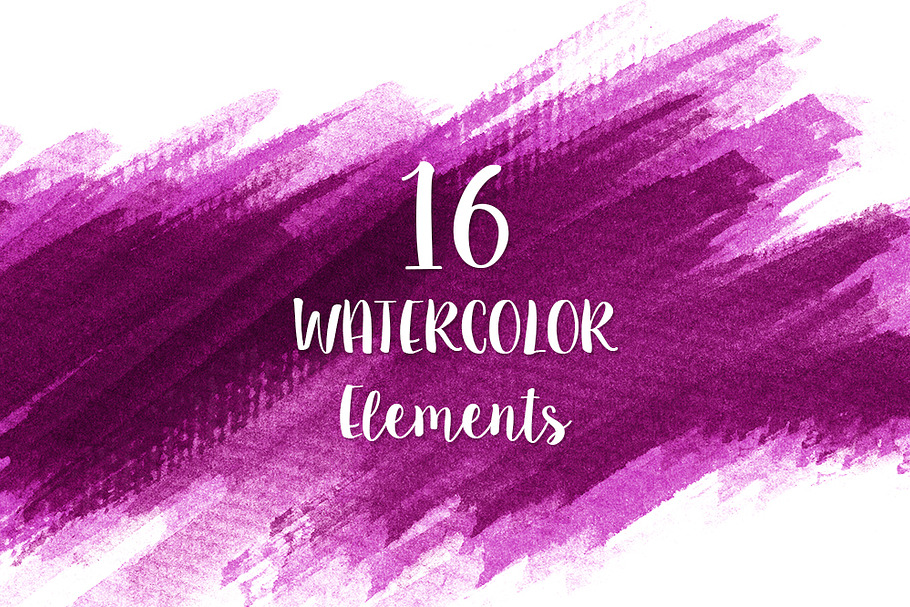 16 Pink Watercolor Design Elements