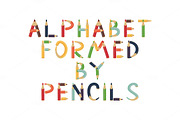Alphabet formed by pencils.