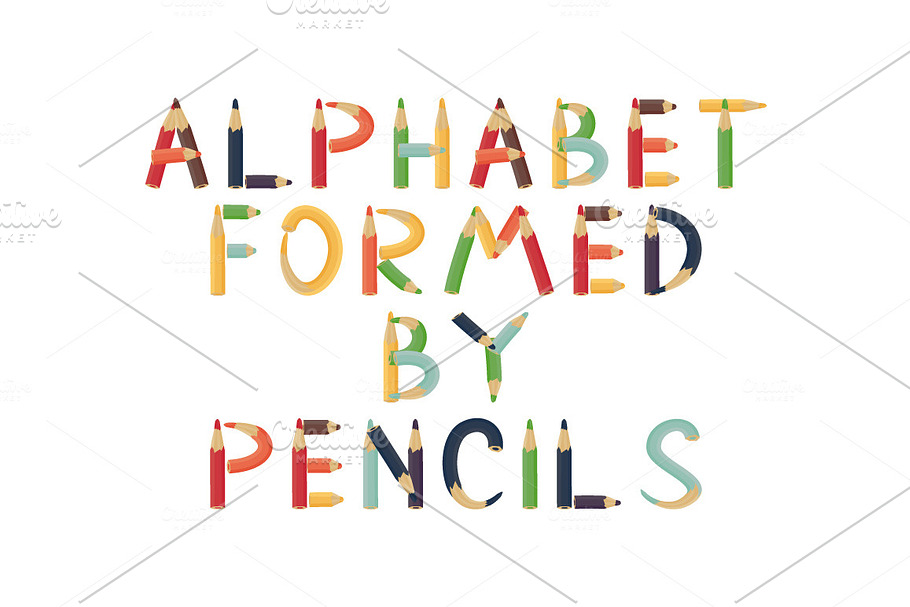 Alphabet formed by pencils. in Illustrations - product preview 8