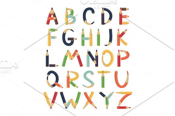Alphabet formed by pencils. in Illustrations - product preview 1