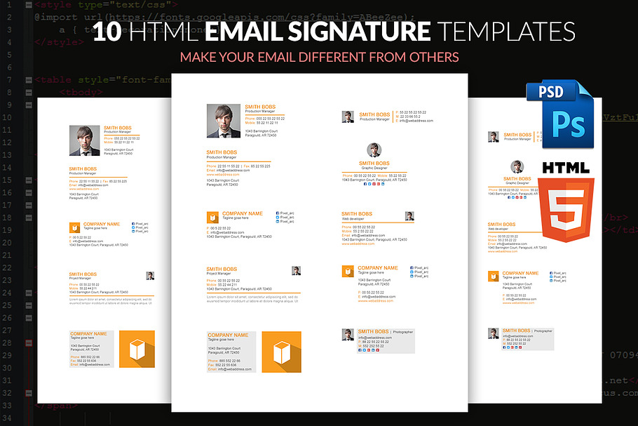 EMAIL SIGNATURE TEMPLATE WITH HTML in Web Elements - product preview 8
