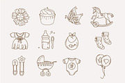Baby doodle Icons for boys and girls