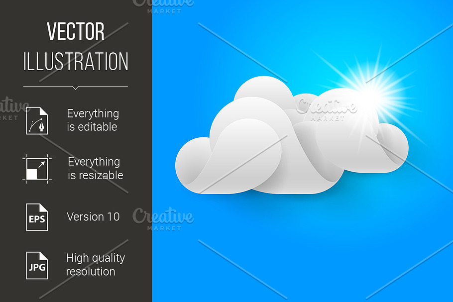 One white cloud on blue sky in Graphics - product preview 8